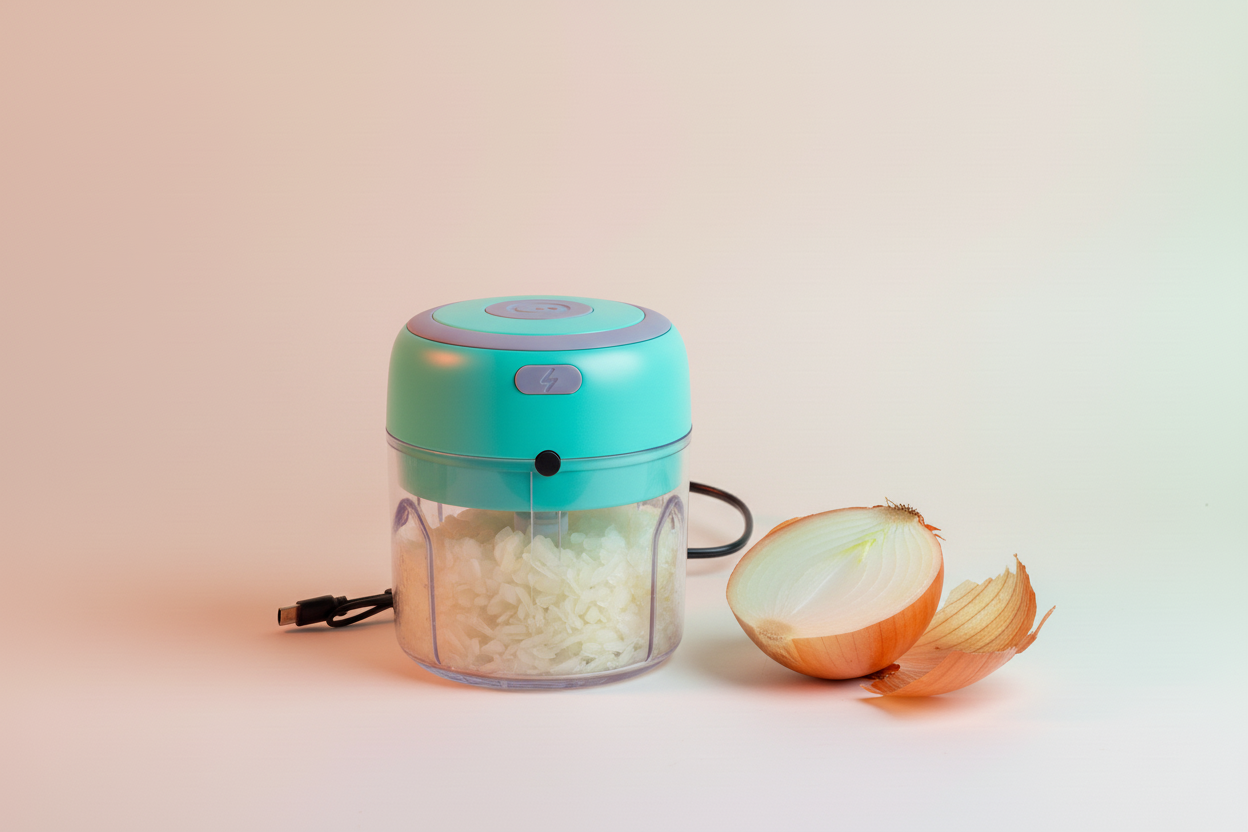 Food chopper with blended onions