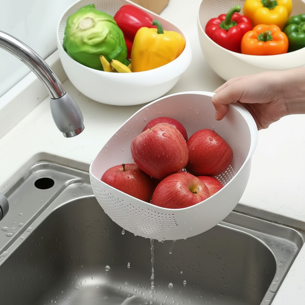 Strainer storing apples