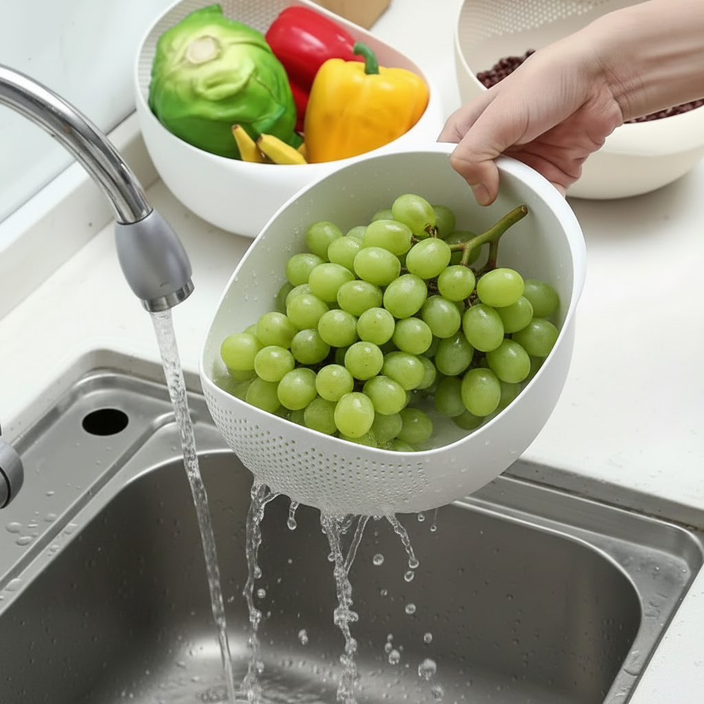 Strainer washing grapes